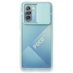 BSSM Palm Buzlu Kamera Sürgülü Silikon - Turkuaz Xiaomi Poco F3 Kılıf