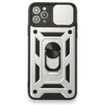 BSSM Pars Lens Yüzüklü Silikon - Gümüş iPhone 11 Pro Kılıf