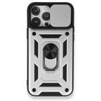 BSSM Pars Lens Yüzüklü Silikon - Gümüş iPhone 13 Pro Kılıf