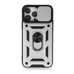 BSSM Pars Lens Yüzüklü Silikon - Gümüş iPhone 13 Pro Max Kılıf