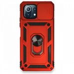 BSSM Pars Lens Yüzüklü Silikon - Kırmızı Xiaomi Mİ 11 Lite Kılıf