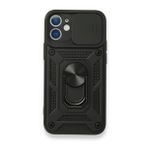 BSSM Pars Lens Yüzüklü Silikon Siyah iPhone 12 Mini Kılıf
