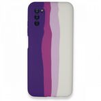 BSSM Samsung Galaxy A03S Ebruli Lansman Silikon Mor-Beyaz Kılıf