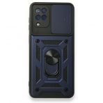 BSSM Samsung Galaxy A12 Pars Lens Yüzüklü Silikon Lacivert Kılıf