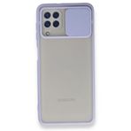 BSSM Samsung Galaxy A22 Palm Buzlu Kamera Sürgülü Silikon Lila Kılıf