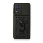 BSSM Samsung Galaxy A22 Pars Lens Yüzüklü Silikon Siyah Kılıf