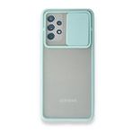 BSSM Samsung Galaxy A32 Palm Buzlu Kamera Sürgülü Silikon Turkuaz Kılıf