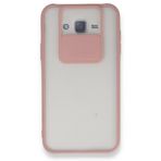 BSSM Samsung Galaxy J7 Palm Buzlu Kamera Sürgülü Silikon - Pembe Kılıf