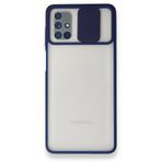 BSSM Samsung Galaxy M51 Palm Buzlu Kamera Sürgülü Silikon Lacivert Kılıf