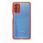 BSSM Samsung Galaxy M52 5G Miami Şeffaf Silikon Kırmızı Kılıf