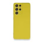 BSSM Samsung Galaxy S21 Ultra Nano İçi Kadife Silikon Sarı Kılıf