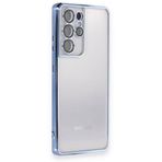 BSSM Samsung Galaxy S21 Ultra Razer Lensli Silikon Açık Mavi Kılıf