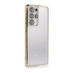 BSSM Samsung Galaxy S21 Ultra Razer Lensli Silikon Gold Kılıf