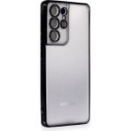 BSSM Samsung Galaxy S21 Ultra Razer Lensli Silikon Siyah Kılıf