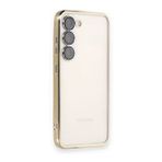 BSSM Samsung Galaxy S23 Razer Lensli Silikon Gold Cep Telefonu Kılıfı
