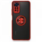 BSSM Xiaomi Redmi Note 11S Montreal Yüzüklü Silikon Kapak Kırmızı Kılıf