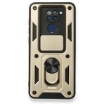 BSSM Xiaomi Redmi Note 9 Pars Lens Yüzüklü Silikon Gold Kılıf