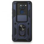 BSSM Xiaomi Redmi Note 9 Pars Lens Yüzüklü Silikon Lacivert Kılıf