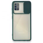 BSSM Yeşil Samsung Galaxy A71 Palm Buzlu Kamera Sürgülü Silikon Kılıf