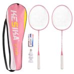 BSTCAR Profesyonel Badminton Raketi Seti 3 Badminton Topu, 2 Raket, Yeni Başlayanlar için 1 Saklama Çantası, Bahçe Sporları Oyunları