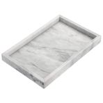BSTKEY 30x20cm Doğal Mermer Taş Saklama Tepsisi, Mutfak Banyo Şifonyer Dekor Makyaj Tezgahı Sehpa için Dekoratif Dikdörtgen Tabak Tepsi Düzenleyici, Gri
