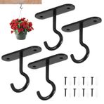 BTBHIHO Bitkileri asmak için 4'lü paket tavan kancası, vidalı metal tavan kancası, çiçek saksıları, lambalar, kuş evleri ve ev dekorasyonu için duvar kancası.