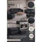 BTF HOME Bohem Desen antrasit Lastikli Koltuk Örtüsü 3+3+1+1 Takımı | Esnek Lastikli Koltuk Örtüsü