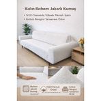 Btf Home Buklet Bohem Lastikli 3 Kişilik Koltuk Örtüsü Kaymaz Esnek ve Yıkanabilir Koltuk Kılıfı Krem Renk - 180 x 230 cm
