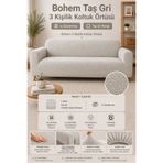 BTF HOME buklet bohem Lastikli 3 Kişilik Koltuk Örtüsü Kaymaz Esnek ve Yıkanabilir Koltuk Kılıfı