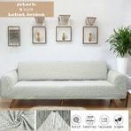 Btf Home Jakarlı 3 Kişilik Lastikli Koltuk Kılıfı Çekyat Koltuk Örtüsü Streç Esnek Kanepe Kılıfı - 180 x 230 cm - Gri - Beyaz