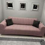 Btf Home Jakarlı 3 Kişilik Lastikli Koltuk Kılıfı Çekyat Koltuk Örtüsü Streç Esnek Kanepe Kılıfı - 180 x 230 cm - Pembe