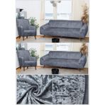Btf Home Parlak Kadife 3 3 1 1 Koltuk Örtüsü Takımı| Kanepe Kılıfı| Çekyat Örtüsü| Koltuk Kılıfı - Koyu Gri - 180 x 240 cm