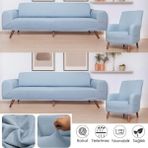Btf Home Streç Lastikli 3 3 1 1 Koltuk Örtüsü Takımı Kanepe çekyat örtüsü koltuk kılıfı - 180 x 230 cm - Açık Gri
