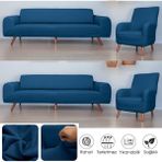 Btf Home Streç Lastikli 3 3 1 1 Koltuk Örtüsü Takımı Kanepe çekyat örtüsü koltuk kılıfı - 180 x 230 cm - Petrol Mavisi