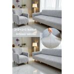 Btf Home Streç Lastikli Jakarlı 3 3 1 1 Koltuk Örtüsü Takımı| Kanepe Kılıfı| Çekyat Örtüsü| Koltuk Kılıfı - 230 x 180 cm