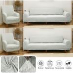 Btf Home Streç Lastikli Jakarlı 3 3 1 1 Koltuk Örtüsü Takımı| Kanepe Kılıfı| Çekyat Örtüsü| Koltuk Kılıfı - Krem - 230 x 180 cm