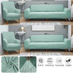Btf Home Streç Lastikli Jakarlı 3 3 1 1 Koltuk Örtüsü Takımı| Kanepe Kılıfı| Çekyat Örtüsü| Koltuk Kılıfı - Mint - 230 x 180 cm
