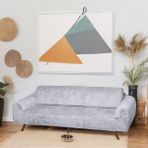Btf Home Streç Lastikli Kadife 3 Kişilik Koltuk Örtüsü | Kanepe Kılıfı| Çekyat Örtüsü| Koltuk Kılıfı - Açık Gri - 180 x 230 cm
