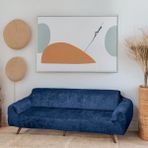 Btf Home Streç Lastikli Kadife 3 Kişilik Koltuk Örtüsü | Kanepe Kılıfı| Çekyat Örtüsü| Koltuk Kılıfı - Petrol Mavi - 180 x 230 cm