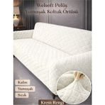 Btf Home Yumuşacık Welsoft Lastikli 3 Kişilik Koltuk Örtüsü Kaymaz Esnek ve Yıkanabilir Koltuk Kılıfı - 180 x 230 cm - Açık Krem