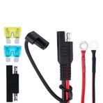 BTFO SAE hızlı ayırma uzatma kablosu adaptörü, 150 cm O-ring bağlantı kablo demeti, 16 AWG 2 kutuplu akü uzatma kablosu, ters kutup adaptörlü, 15 A/20 A sigortalı, güneş paneli, motosiklet için