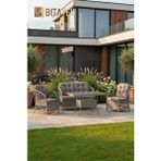 Btk Concept Açelya Rattan Bahçe Balkon Takımı 2+1+1+ Camlı Masa Gri (siyah çizgili)