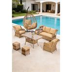 Btk Concept Lupa Eslem Rattan Bahçe Mobilyasi 3+1+1 Puf Ve Salincak Dahil" Masali Garantili Kahverengi Krem