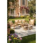 Btk Concept Milano Rattan Puflu Bahçe Balkon Takımı 3+1+1+Camlı Masa Kahve - Dikdörtgen - 7