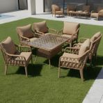 Btk Concept Pars 6 Kişilik Rattan Bahçe Balkon Mutfak Masa Takımı Kahve - 7