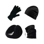 BTL Store Betülce Unisex Polar Boyunluk-Bere-Kulaklık ve Yün Eldiven 4'lü Set Siyah Ergonomik Tasarım