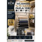 btm home 5 Katlı Pantolon Askısı Paslanmaz Metal Dolap İçi Düzenleyici Kaymaz Askılık