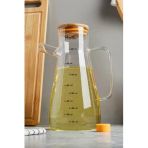 Btm Home 900 Ml Bambu Kapaklı Cam Yağdanlık Borosilikat Yağlık Sirkelik Sosluk 900 Ml