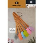 btmhome 6 Parça Bambu Saplı Silikon Spatula Mutfak Seti, Tencere Tava Pasta Kek Sıyırma Seti, karışık