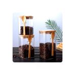 Btmhome Kaşıklı Bambu Kapaklı Kare Kavanoz Seti 1200-800-600 Ml